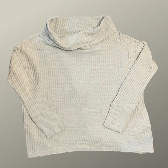 FREE PEOPLE NEW JUICY LONG SLEEVE WAFFLE KNIT OVERSIDED THERMAL STONE COLD XS - Picture 5 of 14